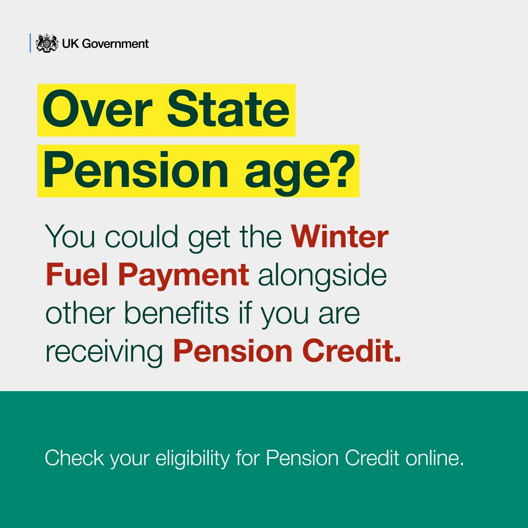 UK Government. Over State Pension Age? You could get the Winter Fuel Payment alongside other benefits if you are receiving Pension Credit. 